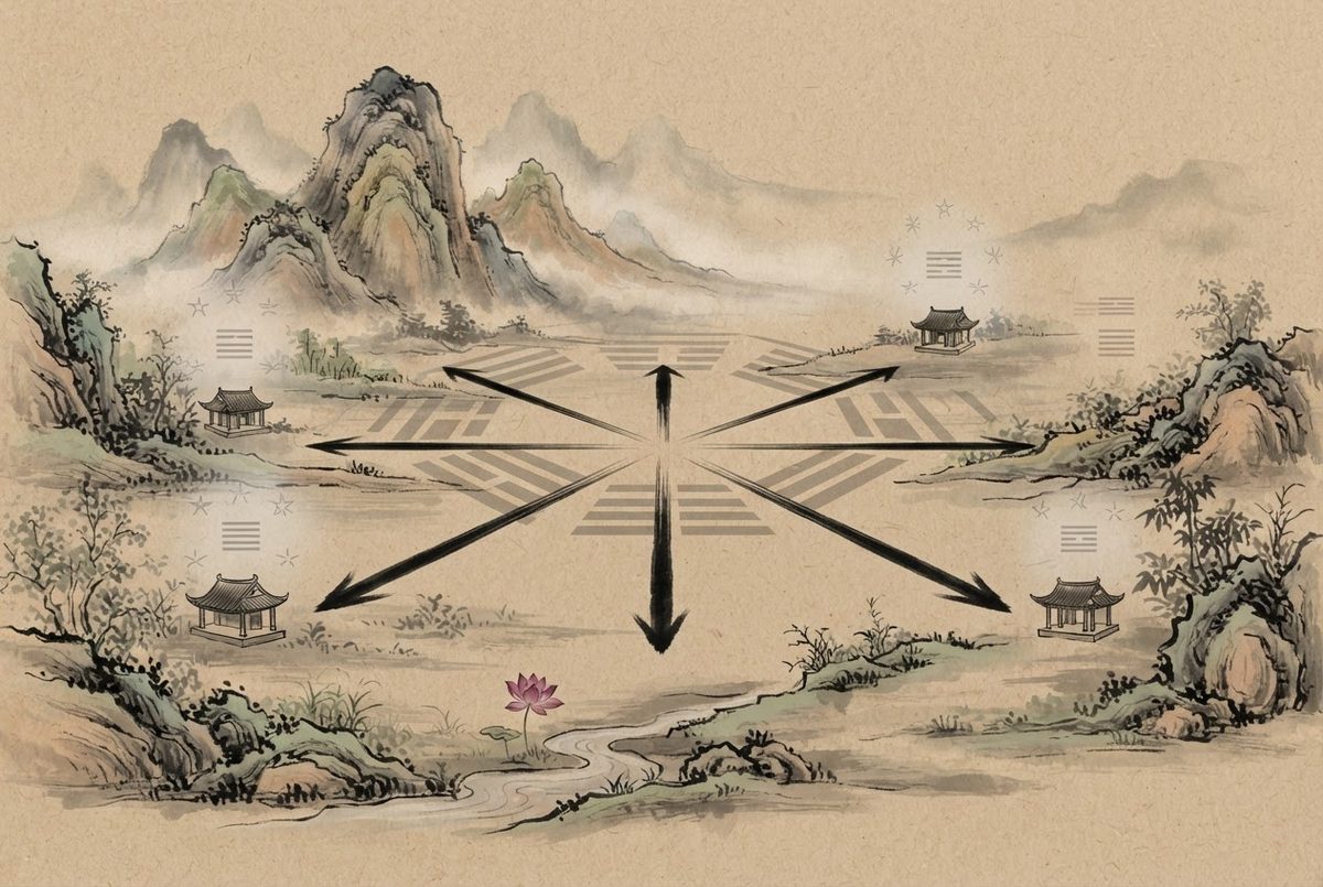 Minh hoạ Bát Trạch là gì: nền tảng lý thuyết Đông tứ trạch — Tây tứ trạch