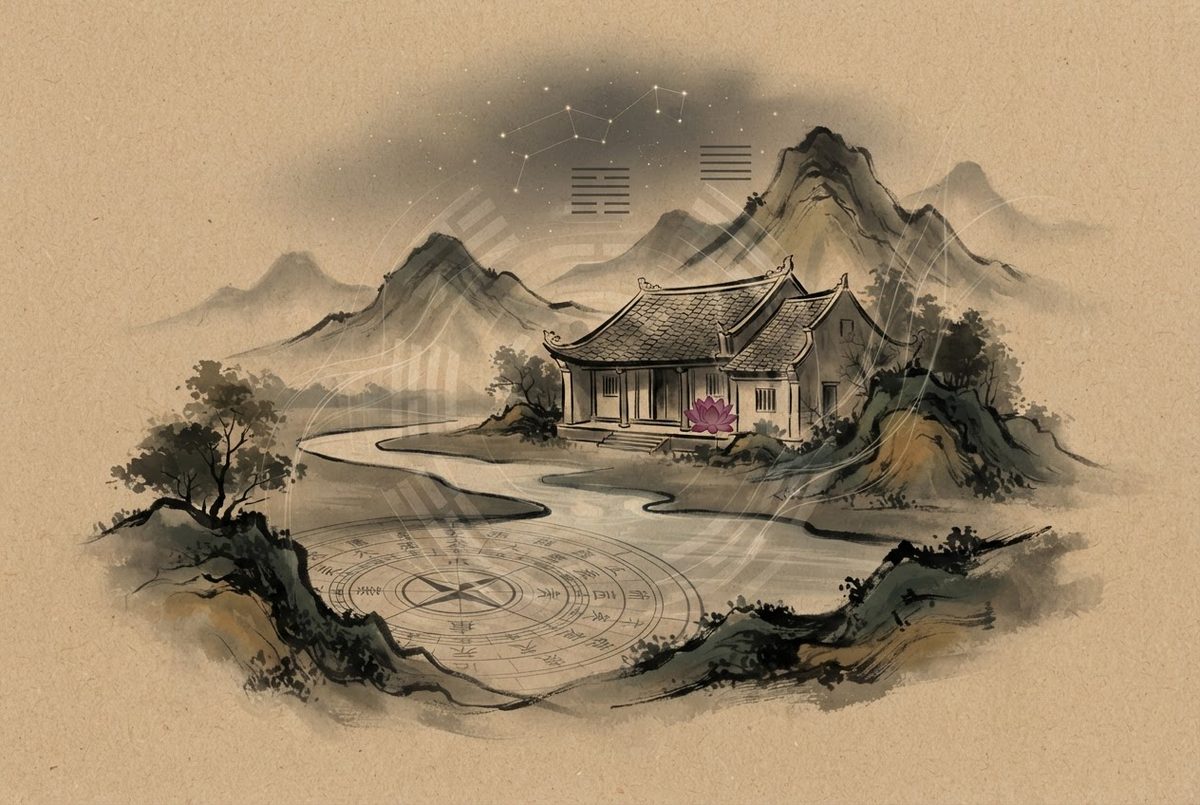 Minh hoạ Thầy Vũ Giới luận Phong Thuỷ Nhà Ở — kiến trúc phong thuỷ Á Đông