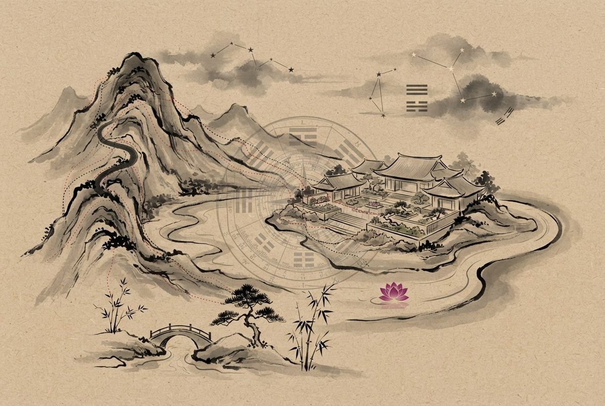 Minh hoạ Thầy Vũ Giới luận Dự Án — kiến trúc phong thuỷ Á Đông