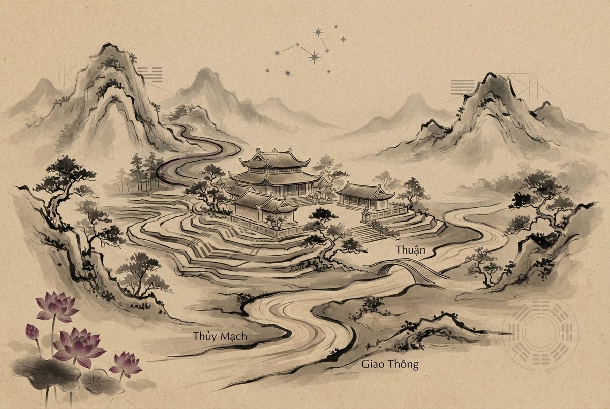 Minh hoạ Trầm Hương — Tĩnh Khí: phong thuỷ quy hoạch và quy hoạch kiến trúc hài hoà