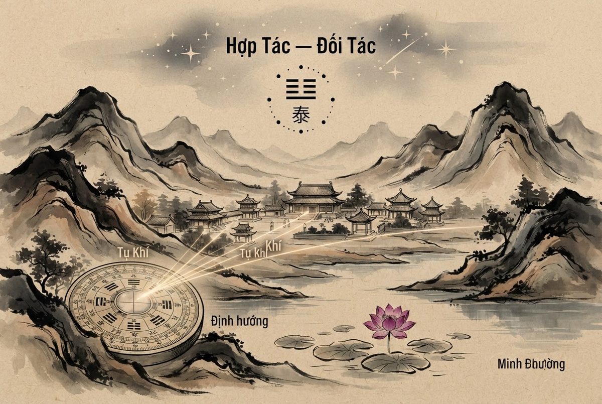Minh hoạ Nguyên lý quy hoạch kiến trúc phong thuỷ trong Hợp Tác — Đối Tác