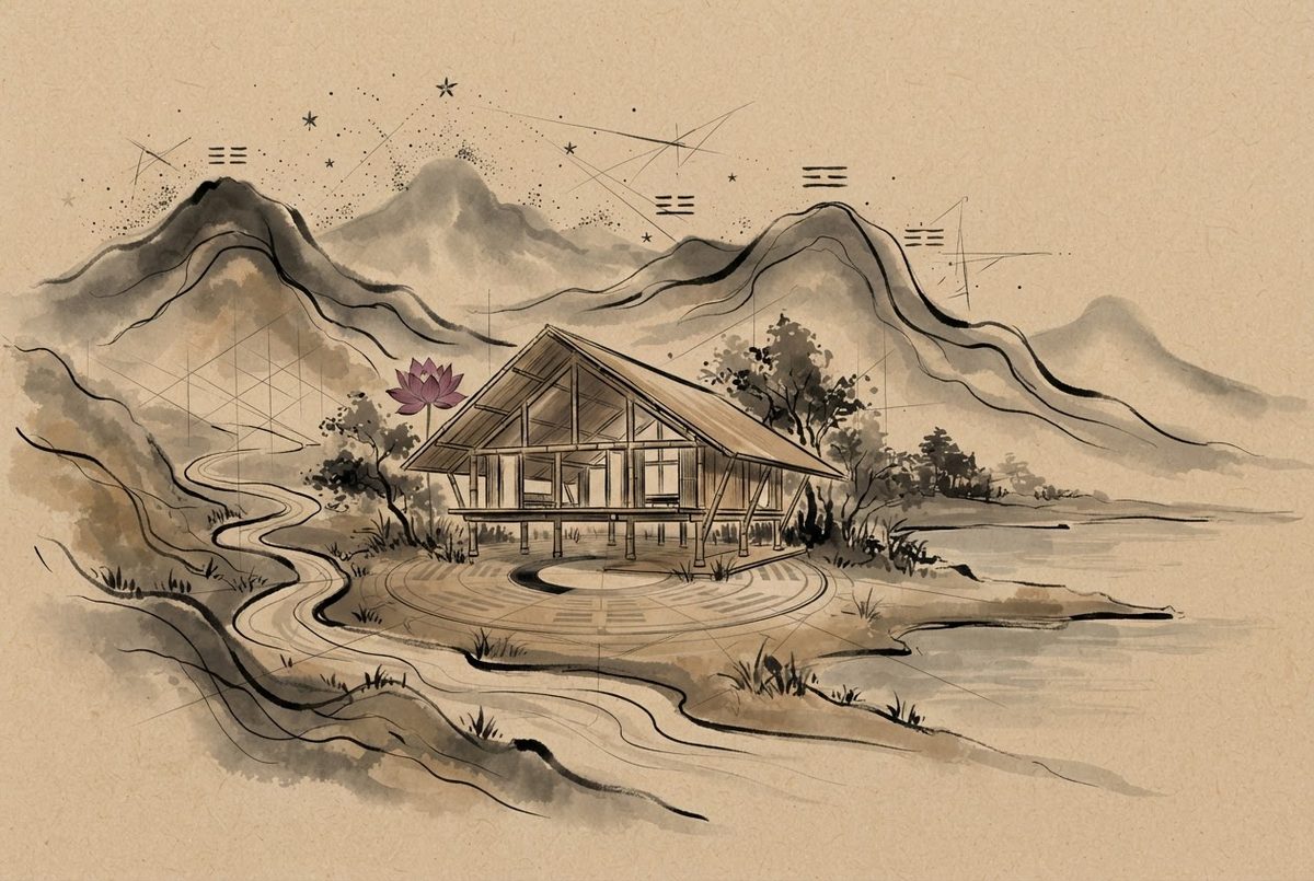Minh hoạ Hành Trình Phong Thuỷ theo kiến trúc bền vững, thân thiện môi trường