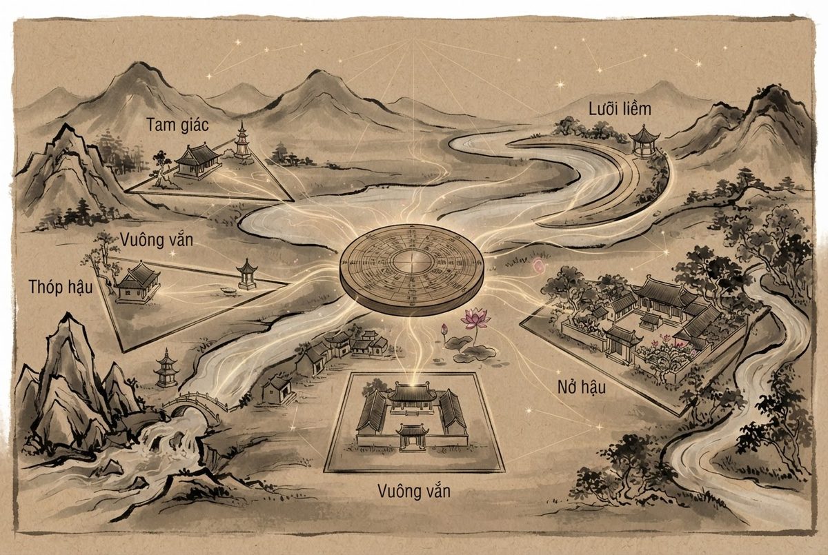 Minh hoạ Hình thể lô đất: vuông, méo, nở hậu và cách xử lý