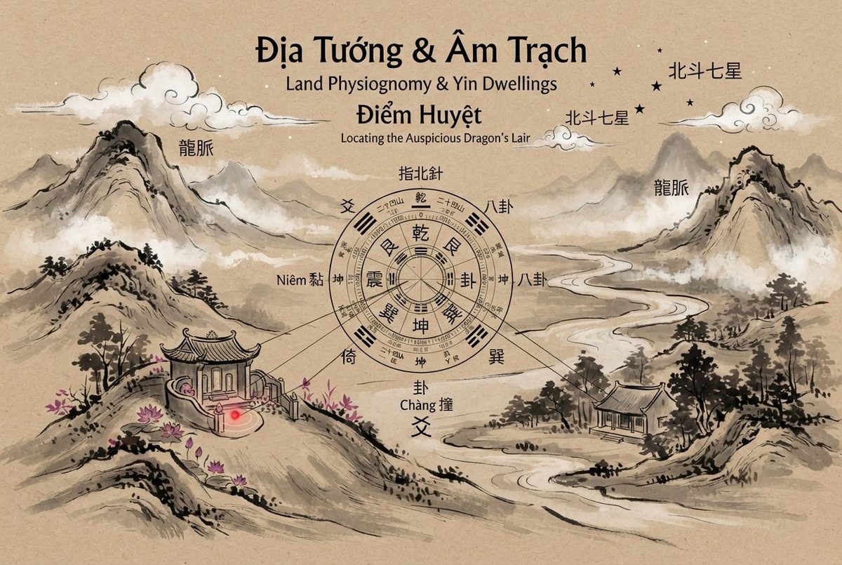 Minh hoạ Địa Tướng & Âm Trạch (Bài 3): Điểm Huyệt: Xác Định Vị Trí Đặt Mộ Và Đặt Nhà