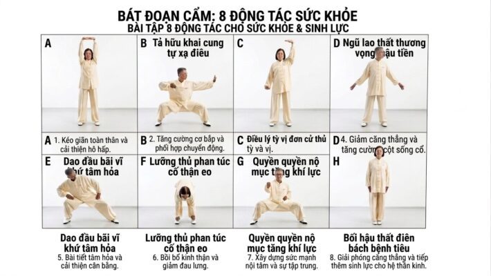 Bát Đoạn Cẩm bài tập dưỡng sinh tốt cho sức khỏe