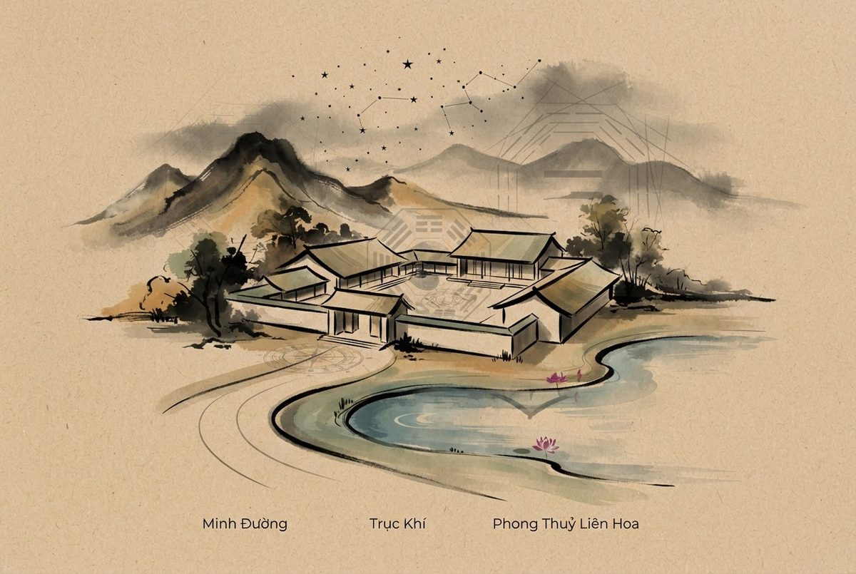 Minh hoạ Nguyên lý quy hoạch kiến trúc phong thuỷ trong Giảng Đường