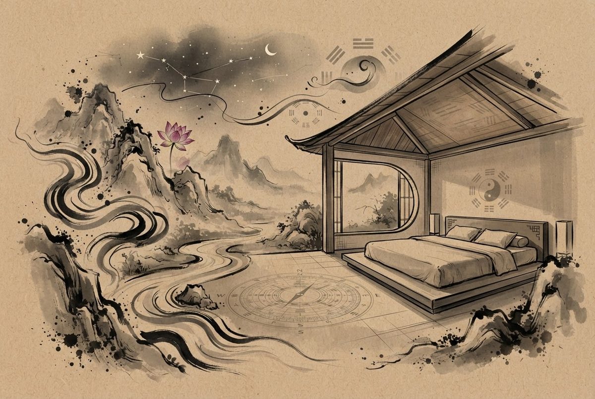 Minh hoạ Thầy Vũ Giới luận Bố Trí Phòng Ngủ — kiến trúc phong thuỷ Á Đông