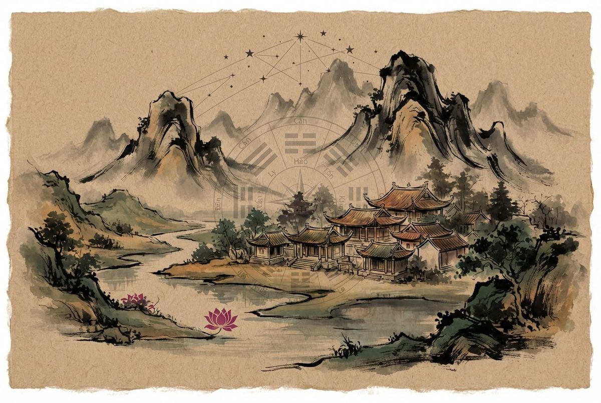 Minh hoạ Thầy Vũ Giới luận Vũ Giới — Lời Dạy Phong Thuỷ — kiến trúc phong thuỷ Á Đông