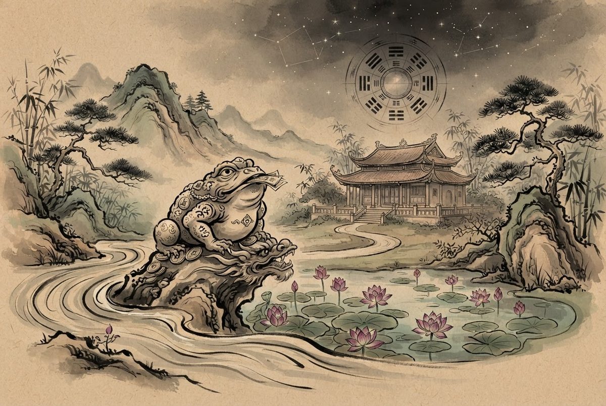 Minh hoạ Cóc trong phong thuỷ đời sống