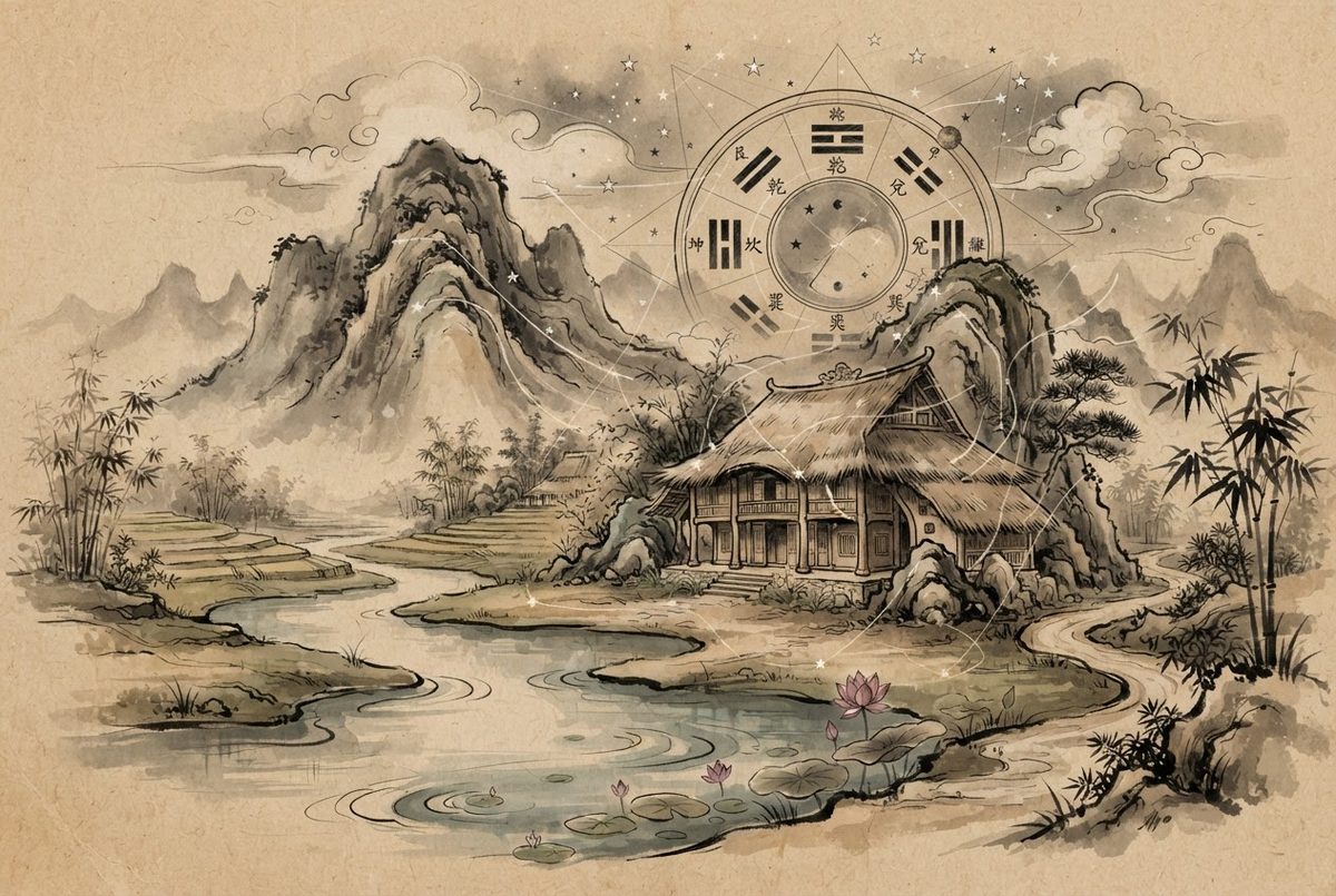 Minh hoạ Vũ Giới — Lời Dạy Phong Thuỷ theo kiến trúc bền vững, thân thiện môi trường