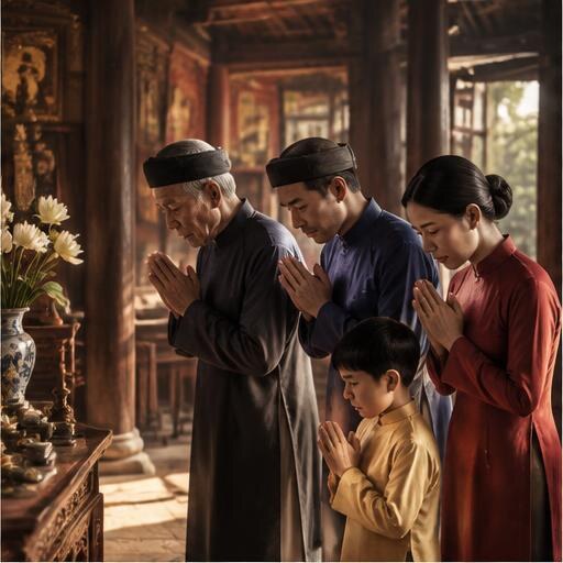 Ba thế hệ người Việt kính lễ gia tiên