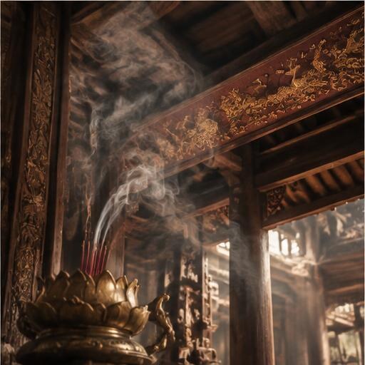 Khói hương trong kiến trúc gỗ Việt