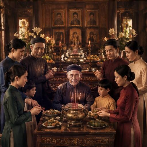 Gia đình Việt sum họp bên bàn thờ