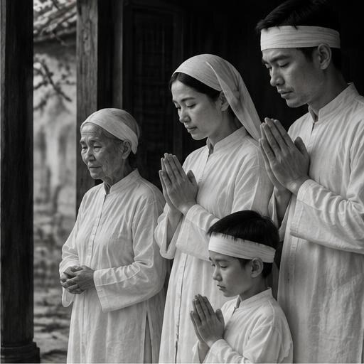Gia đình Việt mặc tang phục trắng