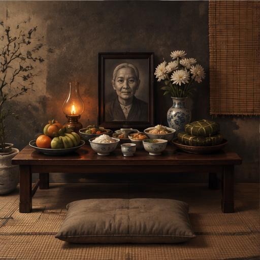 Bàn thờ tang thấp trong nhà Việt