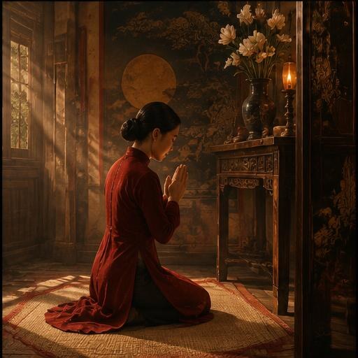 Người Việt quỳ lễ trong không gian ấm