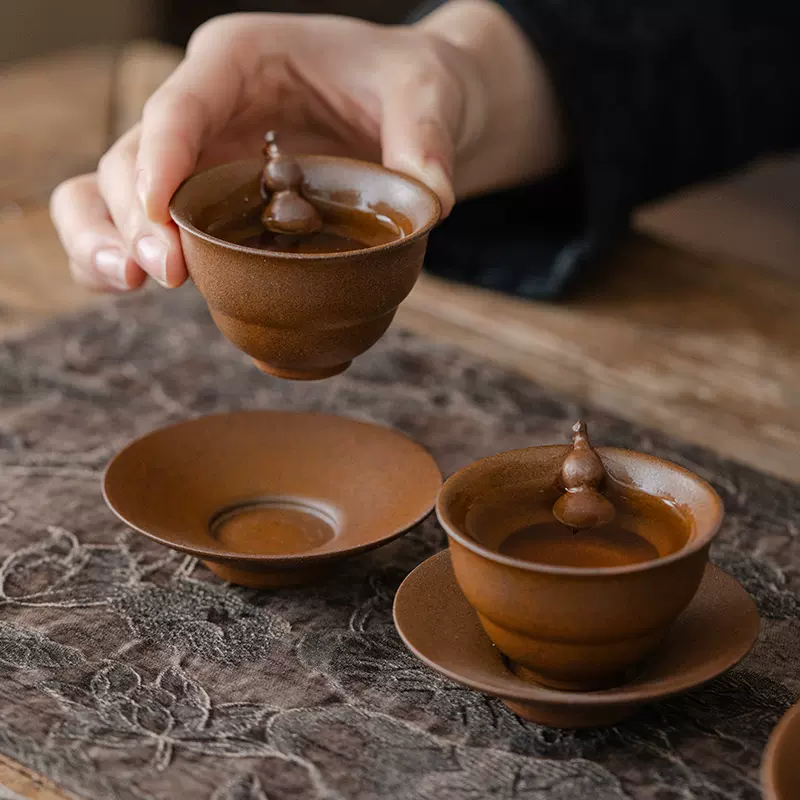 Ấm Trà Gốm Hồ Lô Men Tương Thủ Công Phúc Lộc — ảnh phụ 3