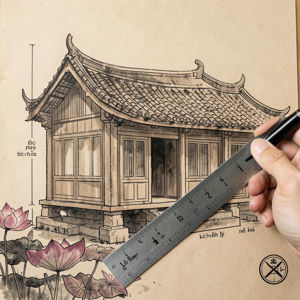 Đo kích thước phủ bì ngôi nhà theo thước Lỗ Ban