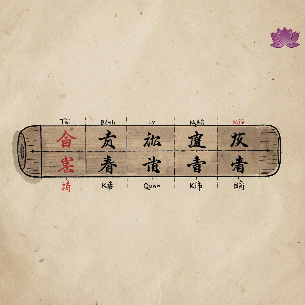 Sơ đồ tám cung trên thước Lỗ Ban 42,9cm