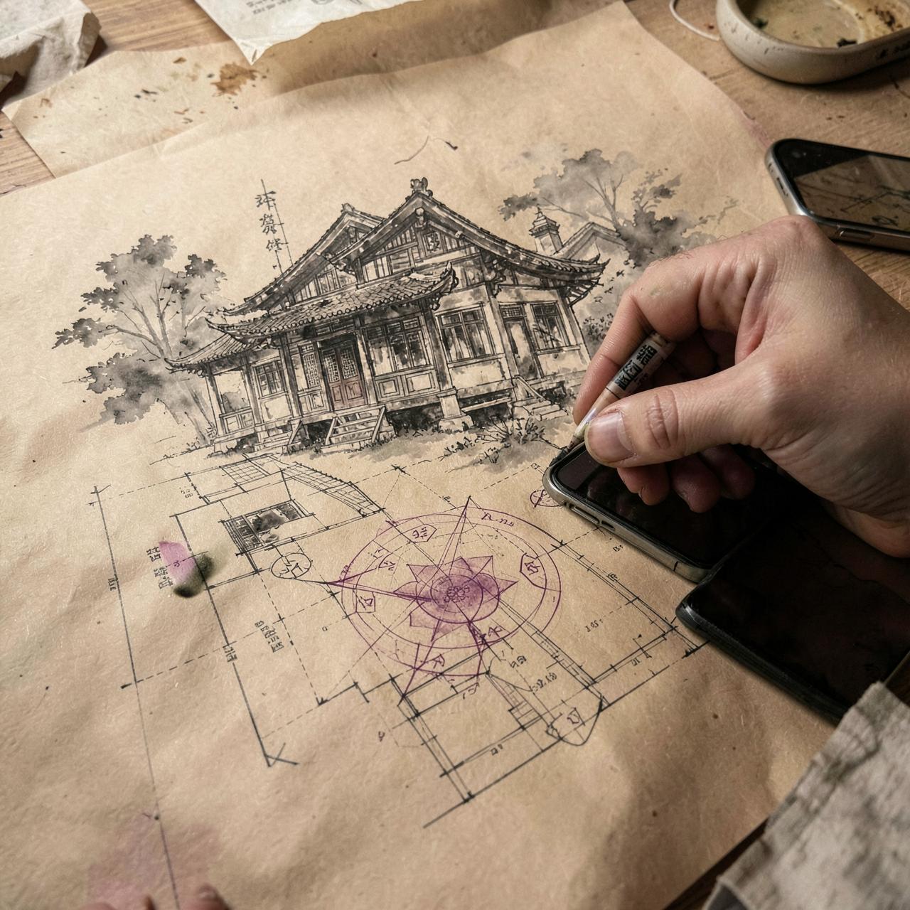 Áp dụng kết quả phong thuỷ vào bản vẽ kiến trúc